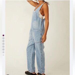 NEW Free People We The Free High Roller Overalls jumpsuit in Whimsy Blue size M